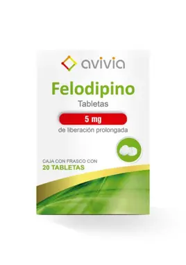 FELODIPINO AVIVIA LP 5MG TABLETAS CON 20 (GI)