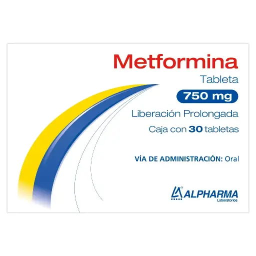 METFORMINA ALPHARMA 750MG TABLETAS LP CON 30 (GI)