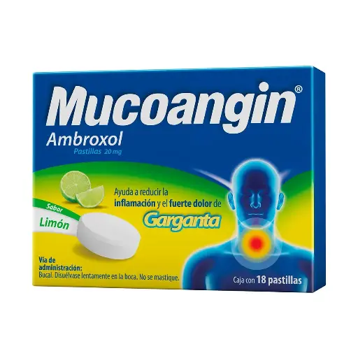 MUCOANGIN 20MG PASTILLAS C/18 (LIMON)