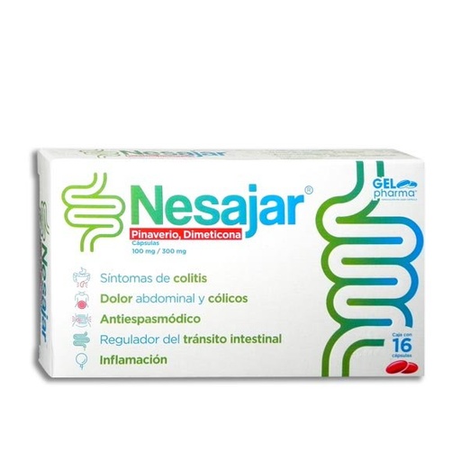 [Dimeticona,Pinaverio] NESAJAR 100/300MG CAPSULAS C/16