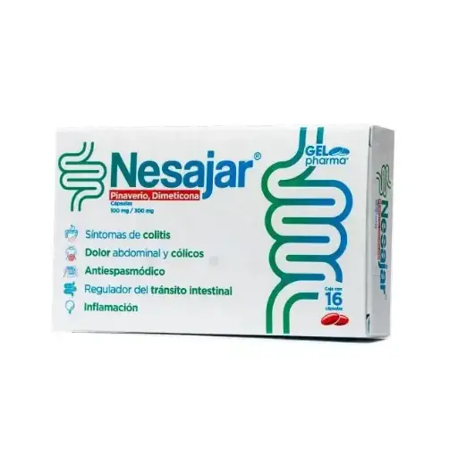[Dimeticona,Pinaverio] NESAJAR 100/300MG CAPSULAS CON 16
