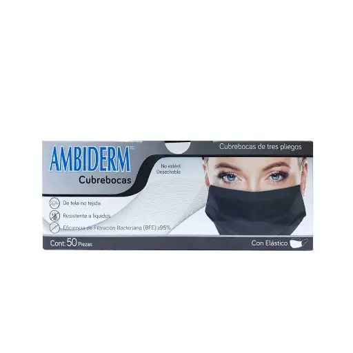 CUBREBOCAS AMBIDERM NEGRO 3 PLIEGOS C/50 *