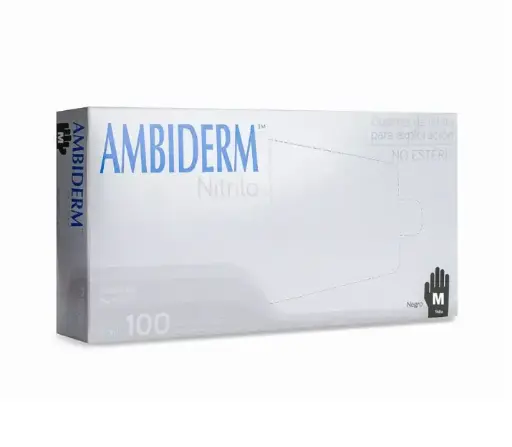 GUANTE AMBIDERM NITRILO SOFT NEGRO MED C/100 *