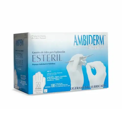 GUANTE AMBIDERM ESTERIL MEDIANO C/100