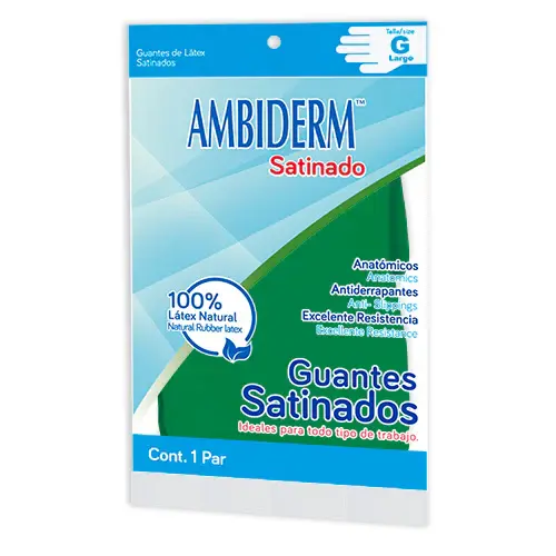 GUANTE AMBIDERM SATINADO VERDE MEDIANO BOLSA C/1 PAR *