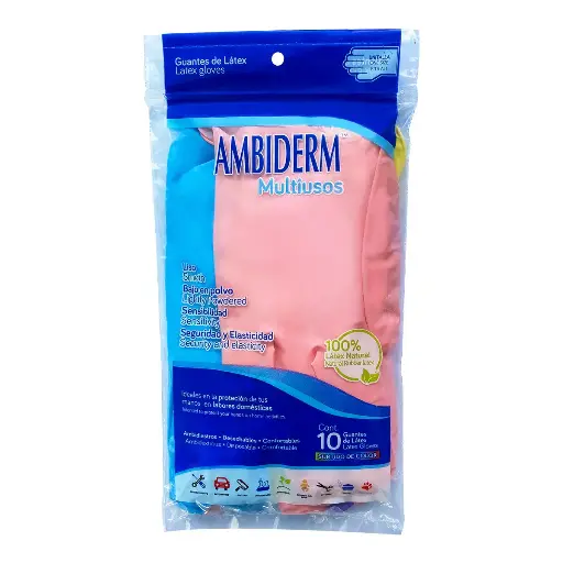 GUANTE AMBIDERM MULTIUSOS COLORFULL UNITALLA BOLSA C/10 *