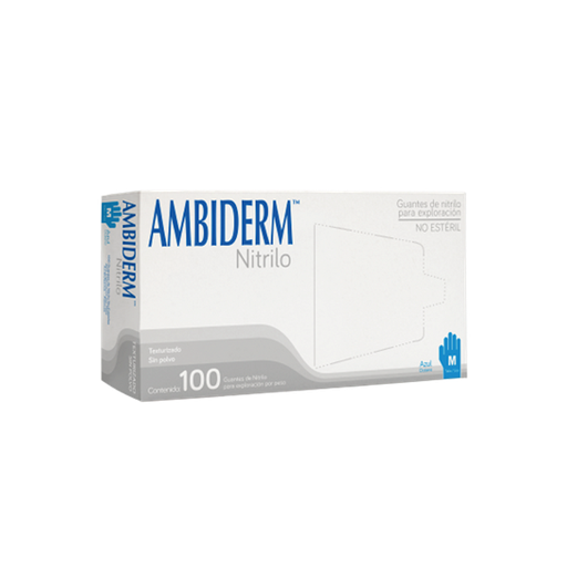GUANTE AMBIDERM NITRILO AZUL OCEANO MEDIANO C/100