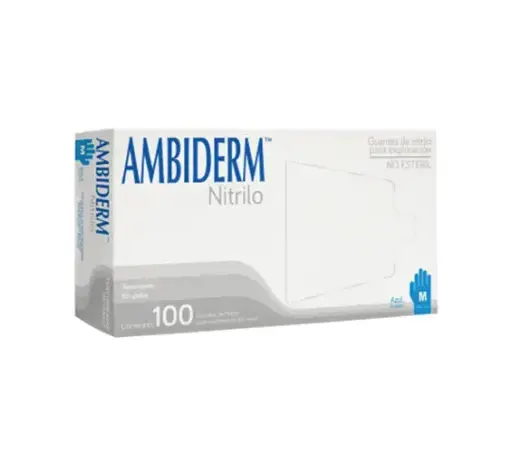 GUANTE AMBIDERM NITRILO AZUL OCEANO MEDIANO C/100