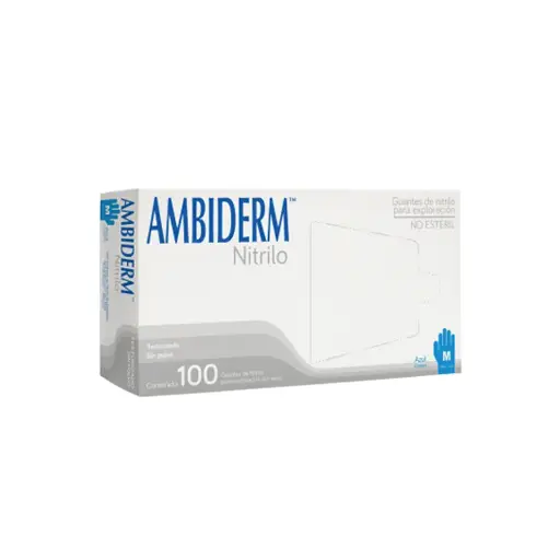 GUANTE AMBIDERM NITRILO AZUL OCEANO MEDIANO C/100