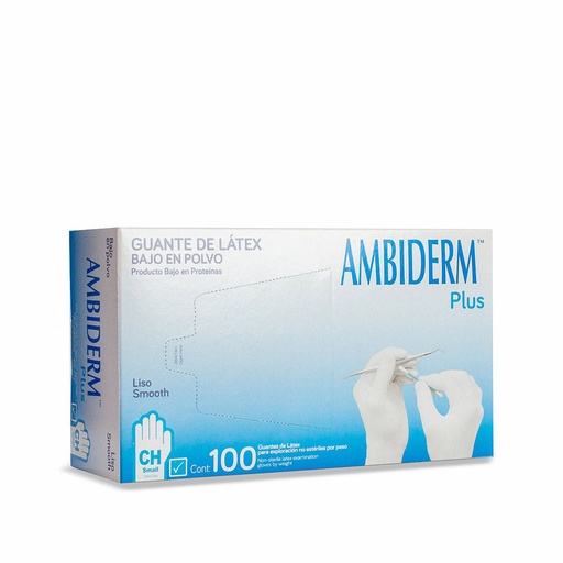 GUANTE AMBIDERM PLUS AZUL CH C/100 *