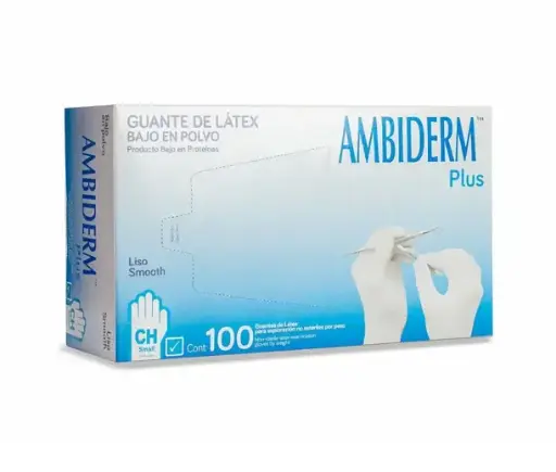 GUANTE AMBIDERM PLUS AZUL CH C/100 *