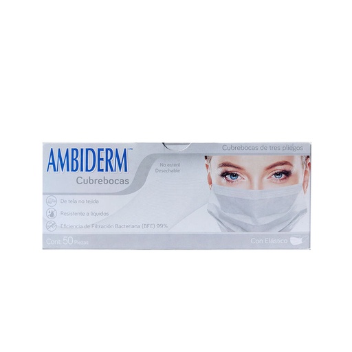 CUBREBOCAS AMBIDERM BLANCO 3 PLIEGOS C/50 *