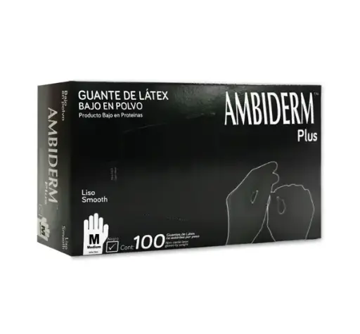 GUANTE AMBIDERM PLUS NEGRO MEDIANO CAJA C/100 *