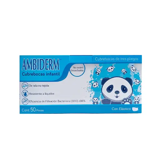 CUBREBOCAS INF AMBIDERM AZUL PANDAS C/50 *