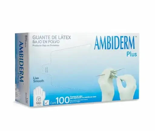 GUANTE AMBIDERM PLUS LISO BLANCO GDE  C/100