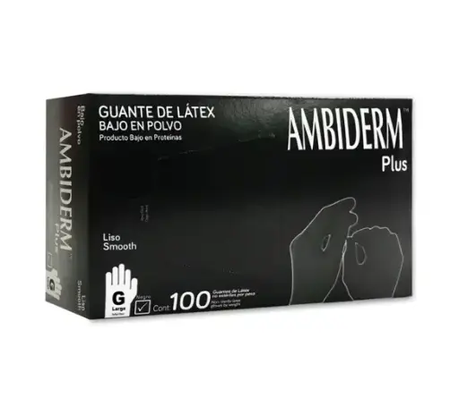 GUANTE AMBIDERM PLUS NEGRO GRANDE C/100*