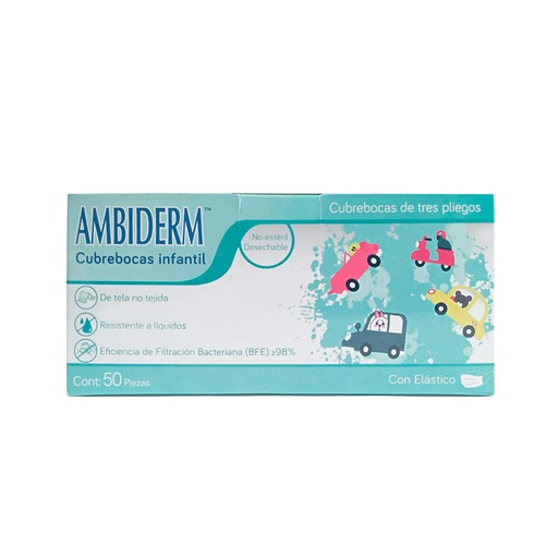CUBREBOCAS INF AMBIDERM VERDE CARROS C/50 *