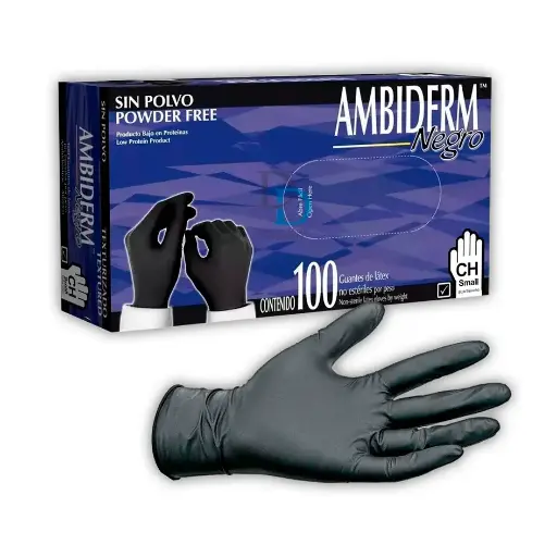 GUANTE AMBIDERM TEXT NEGRO CH C/100