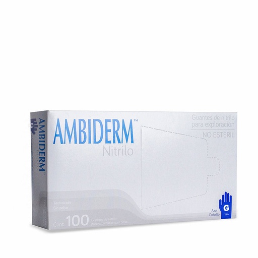 GUANTE AMBIDERM NITRILO AZUL COBALTO GRANDE C/100 *