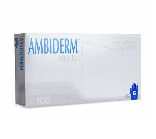 GUANTE AMBIDERM NITRILO AZUL COBALTO GRANDE C/100 *