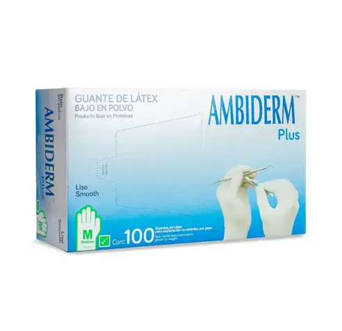 GUANTE AMBIDERM PLUS LISO VERDE MEDIANO C/100 *