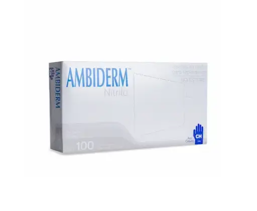 GUANTE AMBIDERM NITRILO AZUL COBALTO CH C/100 *