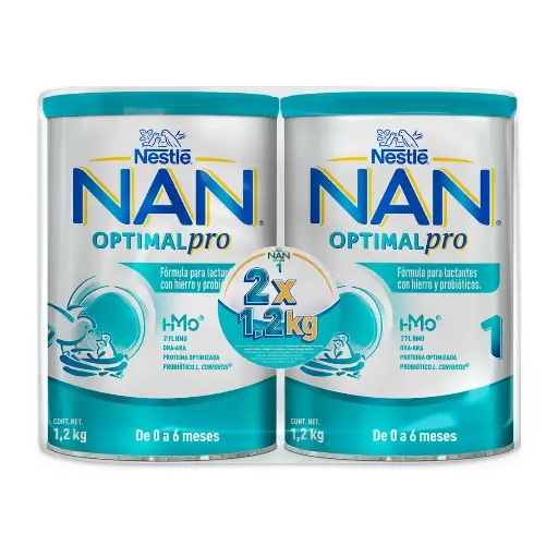 LECHE NAN 1 OPTIPRO 0-6M 1.2KG 2PACK