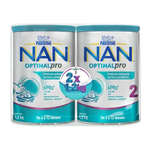 LECHE NAN 2 OPTIPRO 6-12M 1.2KG 2PACK