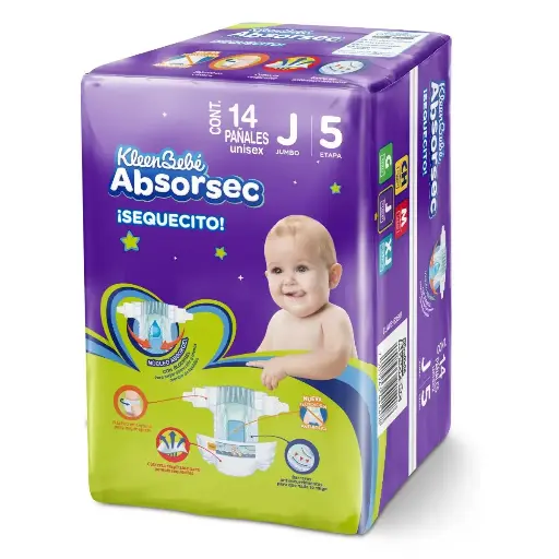 PAÑAL KLEENBEBE ABSORSEC 5 JUMBO C/14