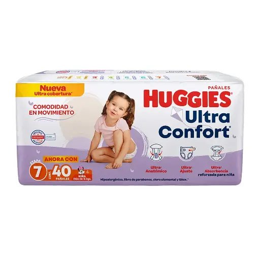 PAÑAL HUGGIES ULTCONF 7 NIÑA C/40 *