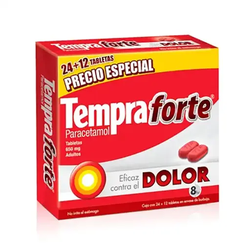 TEMPRA FORTE 650MG TABLETAS C/24+12