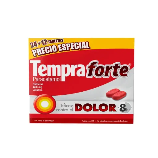 TEMPRA FORTE 650MG TABLETAS C/24+12
