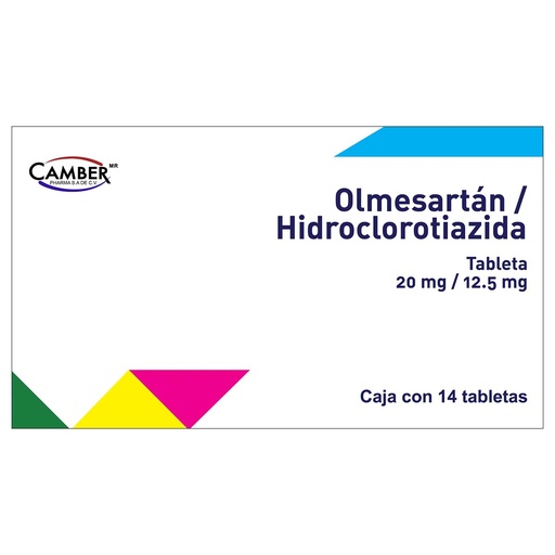 OLMESARTAN/HIDROCLOROTIAZIDA CAMBER 20/12.5MG TABLETAS C/14 (GI)