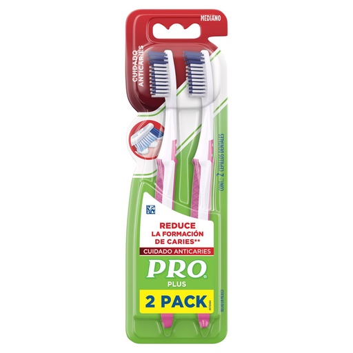 CEPILLO DENTAL PRO PLUS ANTICARIES MED C/2