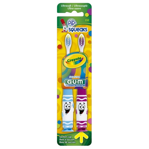 CEPILLO DENTAL GUM CRAYOLA PIP-SQUEAKS 2X1