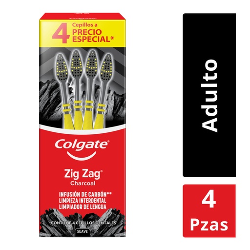 CEPILLO DENTAL COLGATE ZIGZAG CHARC C/4 *