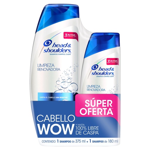 SHAMPOO H&S LIMPIEZA RENOVADORA 375ML + 180ML