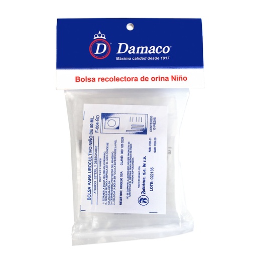 BOLSA DAMACO RECOL-ORINA NIÑO C/10