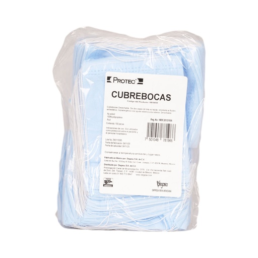 CUBREBOCA PROTEC DESECHABLE AZUL C/150