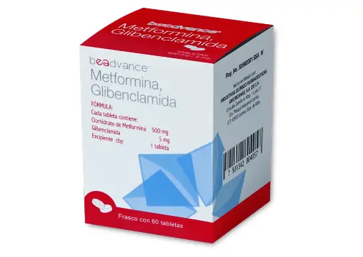 METFORMINA/GLIBENCLAMIDA BEADVANCE 500/5MG TABLETAS C/60 (GI)