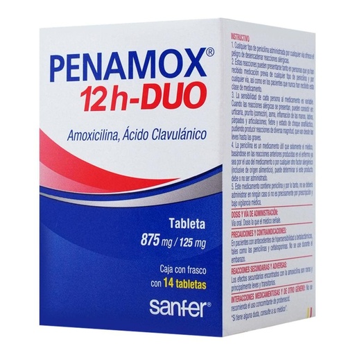 PENAMOX 12H DUO 875/125MG TABLETAS C/14