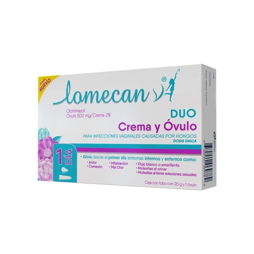 LOMECAN DUO OVULOS 500MG C/1 + CREMA 20G